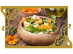 Wooden bowl with salad